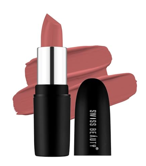 Swiss Beauty Pure Matte Creamy Lipstick | Non-drying, Highly pigmented Lipstick | Shade- Bare, 3.8gm