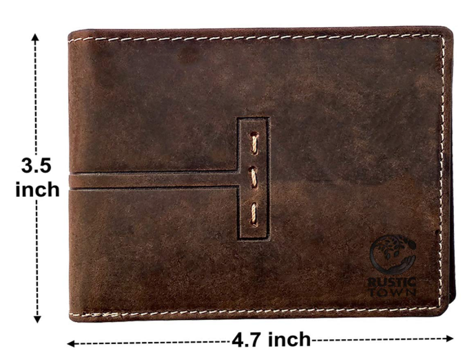 Mens Wallets - Full Grain Leather RFID Wallet for Men with ID Window, Card Slots and Coin Pocket