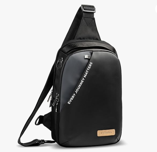 Sling Bag for Men & Women - chest crossbody shoulder Water resistant Passport Bag for Men Travel small side hand bag for cash mobile and daily essentials (Black & Gray)